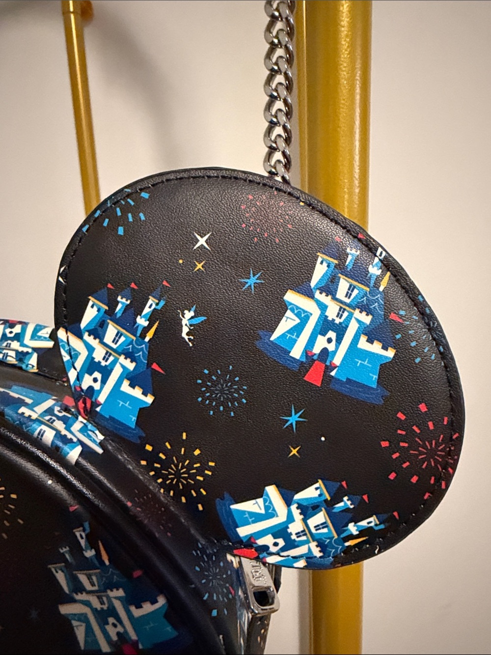 Loungefly Black and Blue Mickey Castle Ear Crossbody Bag - Picture 3 of 6